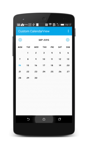 Custom Calendar View Library in Android Custom Font