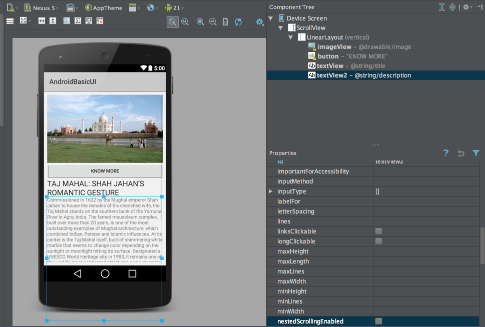 Android ScrollView Example